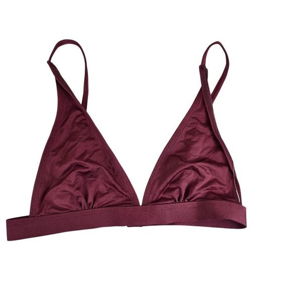 New Ris-k Maroon Red Swim Triangle Bikini Top Womens S Made In USA - Picture 1 of 5